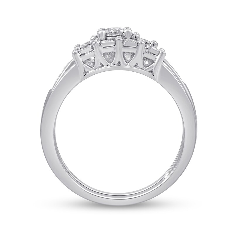 Main Image 3 of 1/2 CT. T.W. Diamond Three Stone Bridal Set in 10K White Gold