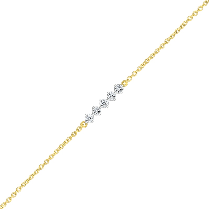 Main Image 1 of 1/8 CT. T.W. Diamond Five Stone Anklet in 10K Gold - 10"