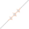 Thumbnail Image 1 of Diamond Accent Three Stone Pointed Frame Anklet in Sterling Silver and 10K Rose Gold - 10"