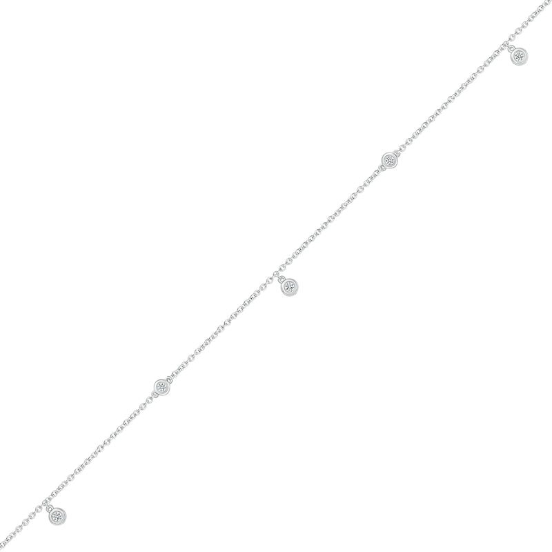 Main Image 1 of 1/10 CT. T.W. Five Stone Station Anklet in Sterling Silver - 10"