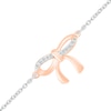 Thumbnail Image 0 of Diamond Accent Bow Anklet in Sterling Silver and 10K Rose Gold - 10"