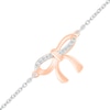 Thumbnail Image 1 of Diamond Accent Bow Anklet in Sterling Silver and 10K Rose Gold - 10"