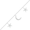 Thumbnail Image 1 of 1/20 CT. T.W. Diamond Moon and Double Star Anklet in Sterling Silver - 10"