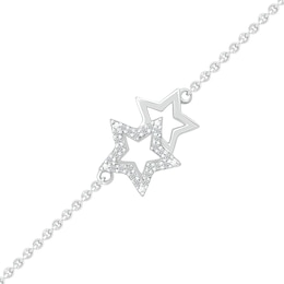 1/20 CT. T.W. Diamond Double Star Anklet in Sterling Silver - 10&quot;