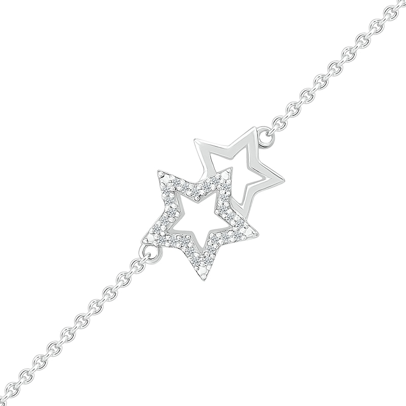 1/20 CT. T.W. Diamond Double Star Anklet in Sterling Silver - 10"