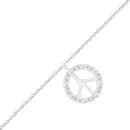 1/20 CT. T.W Diamond Peace Sign Anklet in Sterling Silver - 10&quot;