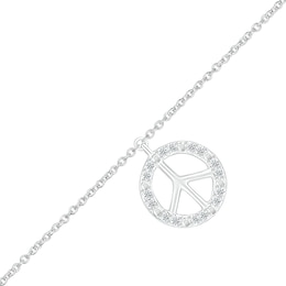 1/20 CT. T.W Diamond Peace Sign Anklet in Sterling Silver - 10"