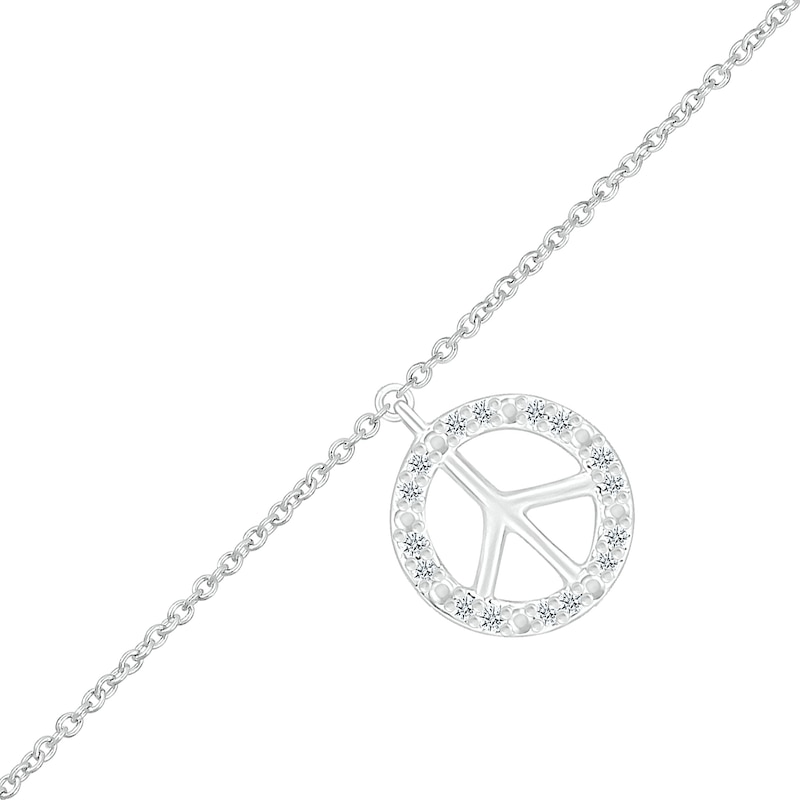 1/20 CT. T.W Diamond Peace Sign Anklet in Sterling Silver - 10"