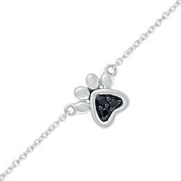 1/20 CT. T.W. Black Diamond Paw Anklet in Sterling Silver - 10&quot;