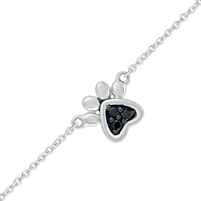 Main Image 1 of 1/20 CT. T.W. Black Diamond Paw Anklet in Sterling Silver - 10"