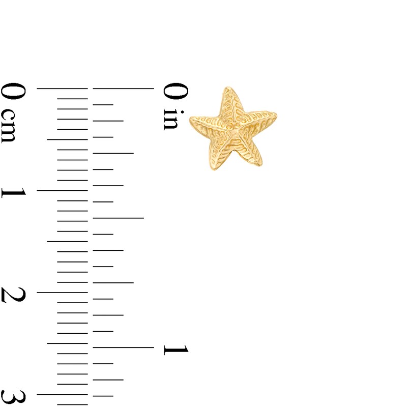 Main Image 2 of Child's Mini Textured Starfish Stud Earrings in 14K Gold
