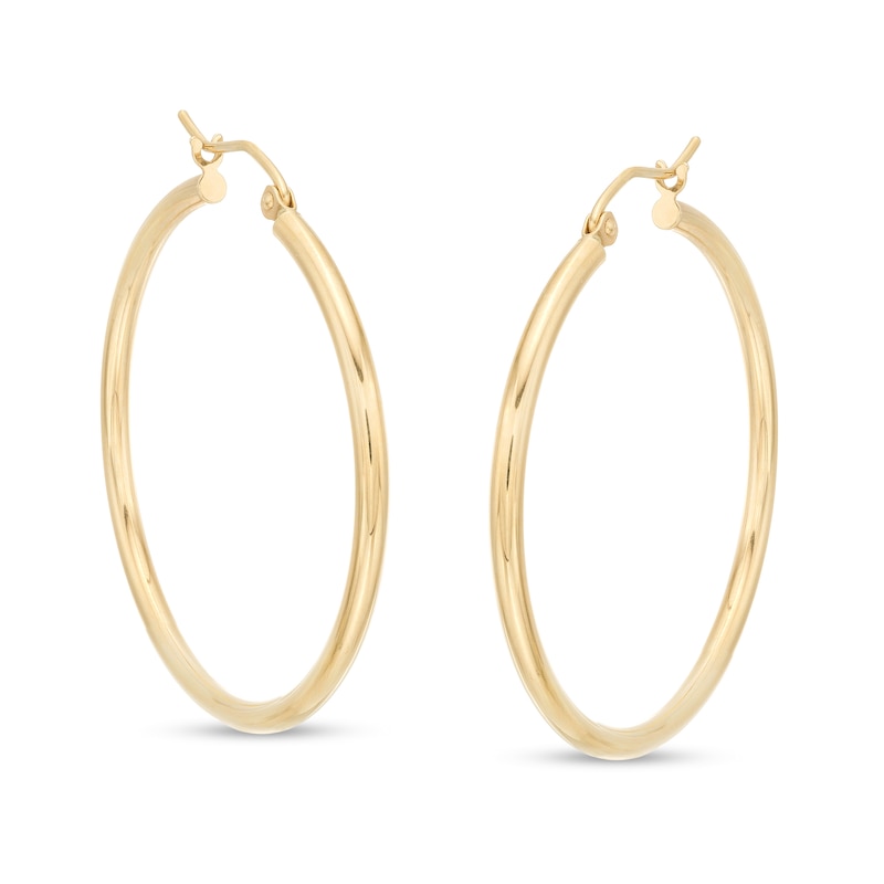 Main Image 1 of 35.0mm Tube Hoop Earrings in 14K Gold