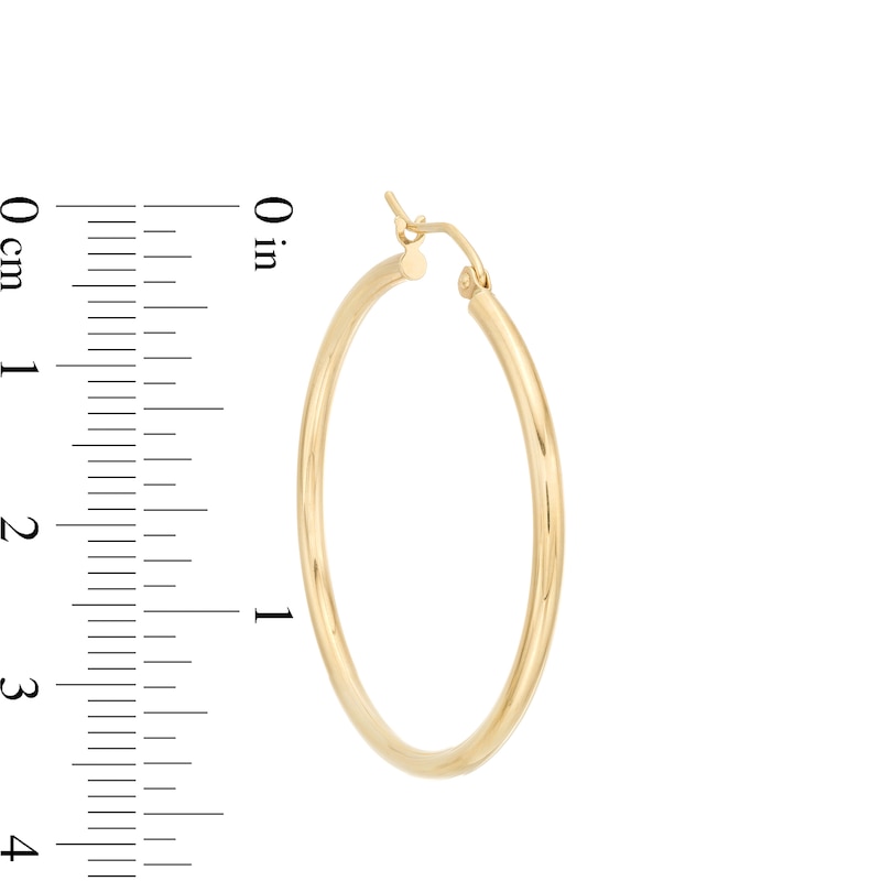 35.0mm Tube Hoop Earrings in 14K Gold