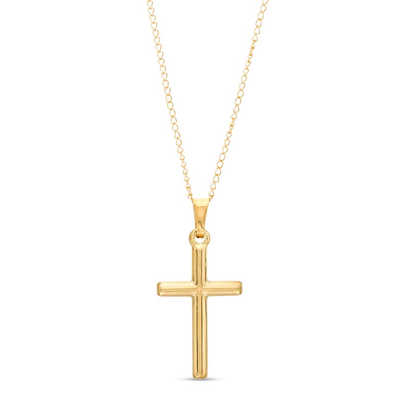 Main Image 1 of Child's Barrel Cross Pendant in 14K Gold – 13"