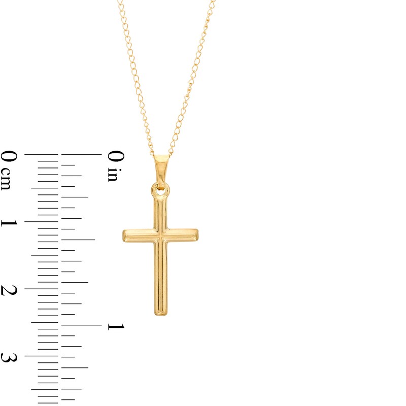 Main Image 2 of Child's Barrel Cross Pendant in 14K Gold – 13"
