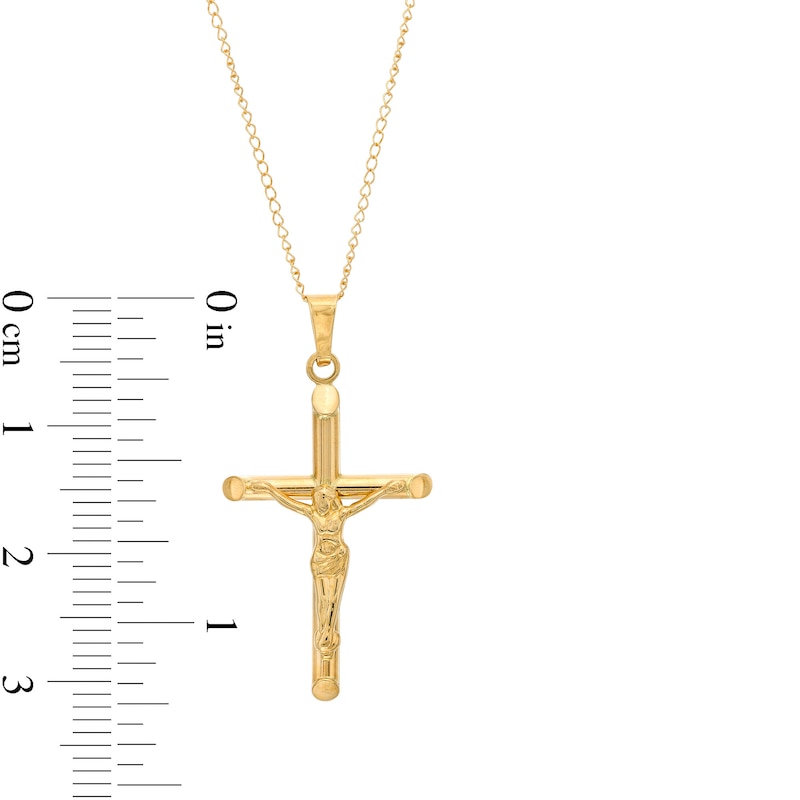 Main Image 2 of Child's Barrel Crucifix Pendant in 14K Gold - 13"