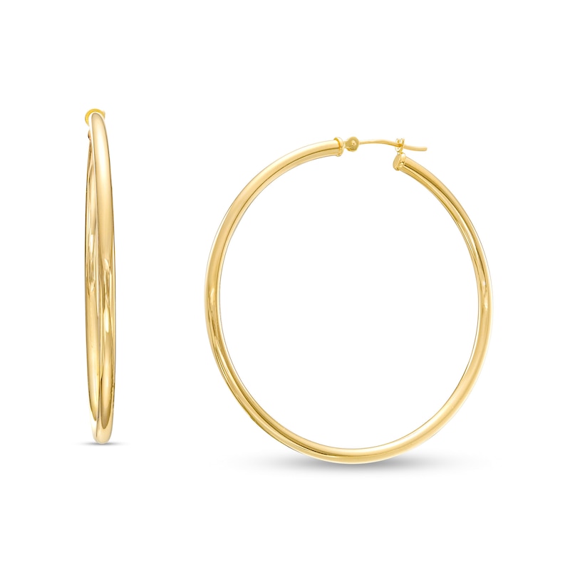 Solid Gold Square Hoops (PAIR) Medium - 14K Gold Pipe Hoop earrings- Tube  hoops- Pipe- 14 ct Solid Gold hoop earrings- Christmas Gift