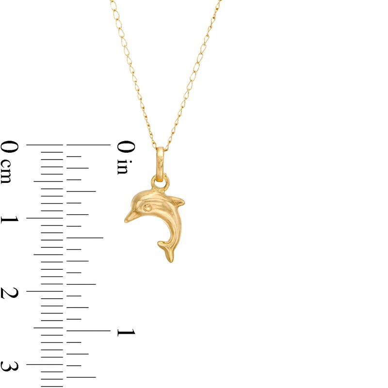 Main Image 2 of Child's Mini Dolphin Dangle Pendant in 14K Gold - 13"