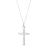 Thumbnail Image 1 of Child's Barrel Cross Pendant in 14K White Gold – 13"