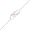 Thumbnail Image 1 of 1/20 CT. T.W. Diamond Infinity Heart Anklet in Sterling Silver and 10K Rose Gold - 10"
