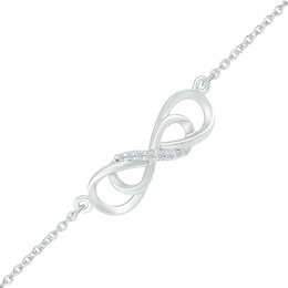 Diamond Accent Double Infinity Anklet in Sterling Silver - 10&quot;