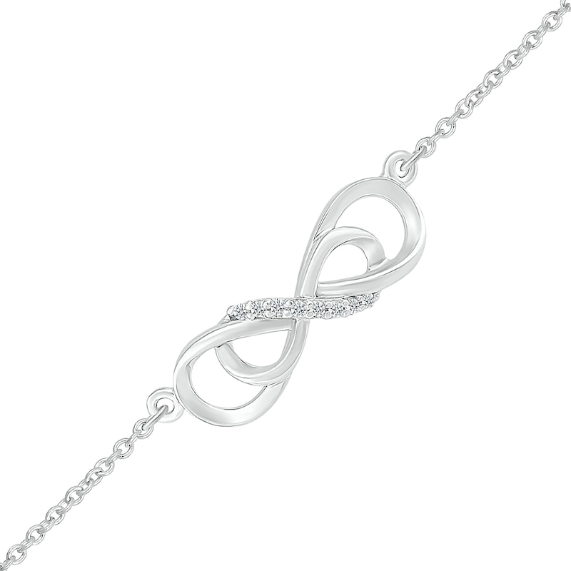 Diamond Accent Double Infinity Anklet in Sterling Silver - 10"