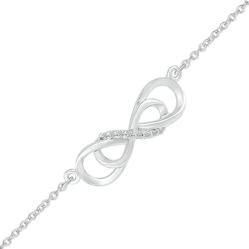 Main Image 1 of Diamond Accent Double Infinity Anklet in Sterling Silver - 10"