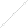 Thumbnail Image 1 of 1/20 CT. T.W. Diamond Triple Heart Anklet in Sterling Silver - 10"
