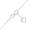 Thumbnail Image 0 of 1/20 CT. T.W. Diamond Infinity Heart Drop Anklet in Sterling Silver - 10"