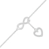Thumbnail Image 1 of 1/20 CT. T.W. Diamond Infinity Heart Drop Anklet in Sterling Silver - 10"