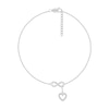 Thumbnail Image 1 of 1/20 CT. T.W. Diamond Infinity Heart Drop Anklet in Sterling Silver - 10"