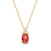 Thumbnail Image 0 of Oval Garnet and 1/20 CT. T.W. Diamond Pendant in 10K Gold