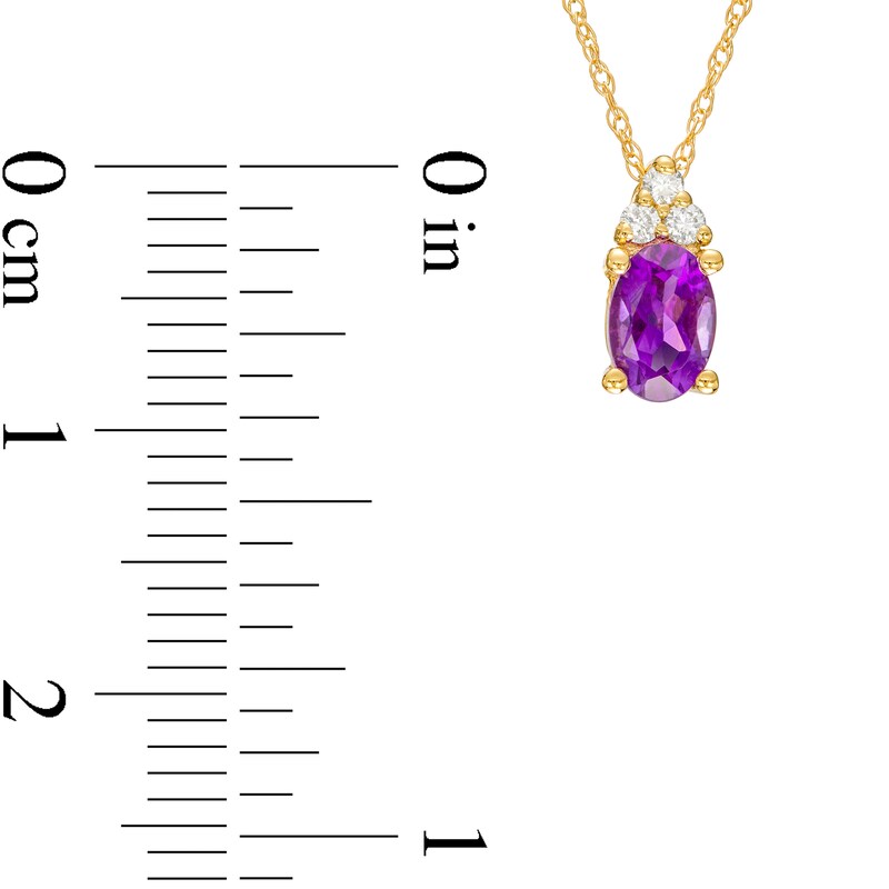 Main Image 3 of Oval Amethyst and 1/20 CT. T.W. Diamond Pendant in 10K Gold
