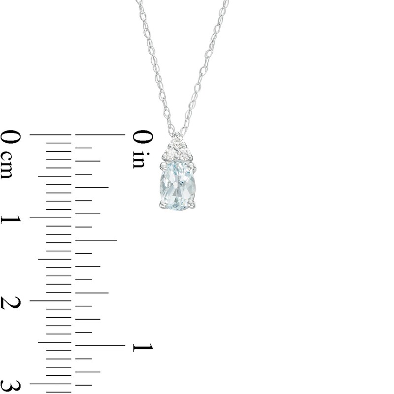 Main Image 3 of Oval Aquamarine and 1/20 CT. T.W. Diamond Pendant in 10K White Gold