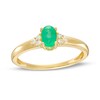 Thumbnail Image 1 of Oval Emerald and 1/20 CT. T.W. Diamond Tri-Sides Ring in 10K Gold - Size 7