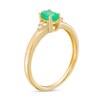 Thumbnail Image 3 of Oval Emerald and 1/20 CT. T.W. Diamond Tri-Sides Ring in 10K Gold - Size 7