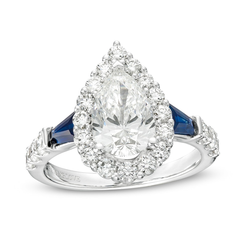 Main Image 1 of Vera Wang Love Collection 2-1/6 CT. T.W. Pear-Shaped Certified Lab-Grown Diamond Frame Engagement Ring in 14K White Gold (F/VS2)