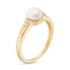 Thumbnail Image 2 of 6.0mm Cultured Freshwater Pearl and 1/20 CT. T.W. Diamond Tri-Sides Ring in 10K Gold - Size 7