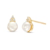 Thumbnail Image 0 of 5.0mm Cultured Freshwater Pearl and 1/20 CT. T.W. Diamond Stud Earrings in 10K Gold