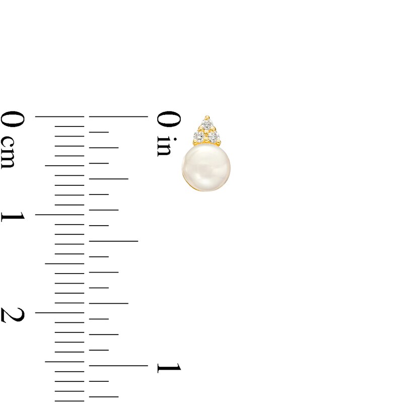 Main Image 3 of 5.0mm Freshwater Cultured Pearl and 1/20 CT. T.W. Diamond Stud Earrings in 10K Gold
