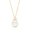 Thumbnail Image 1 of 6.0mm Freshwater Cultured Pearl and 1/20 CT. T.W Diamond Pendant in 10K Gold