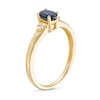 Thumbnail Image 3 of Oval Blue Sapphire and 1/20 CT. T.W. Diamond Tri-Sides Ring in 10K Gold - Size 7