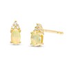 Thumbnail Image 1 of Oval Opal and 1/20 CT. T.W. Diamond Stud Earrings in 10K Gold