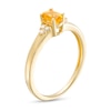 Thumbnail Image 2 of Oval Citrine and 1/20 CT. T.W. Diamond Tri-Sides Ring in 10K Gold - Size 7