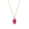Thumbnail Image 1 of Oval Ruby and 1/20 CT. T.W. Diamond Pendant in 10K Gold