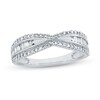Thumbnail Image 1 of 1/2 CT. T.W. Baguette and Round Diamond Triple Row Twist Ring in 14K White Gold