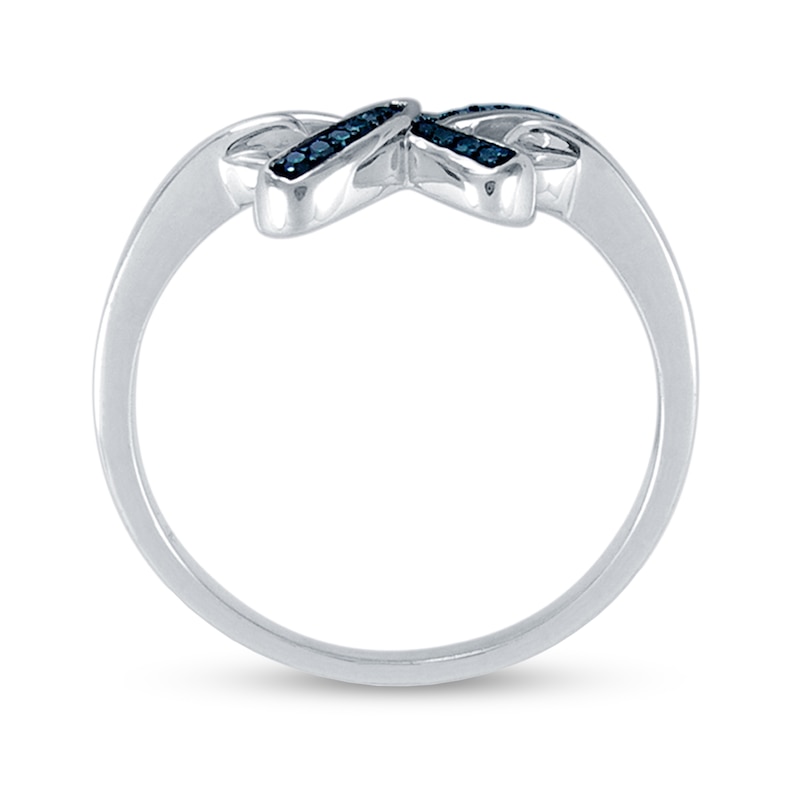 Main Image 2 of 1/20 CT. T.W. Blue Diamond Bow Ring in Sterling Silver