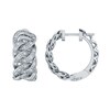 Thumbnail Image 1 of 1/5 CT. T.W. Diamond Cuban Chain Link Hoop Earrings in Sterling Silver