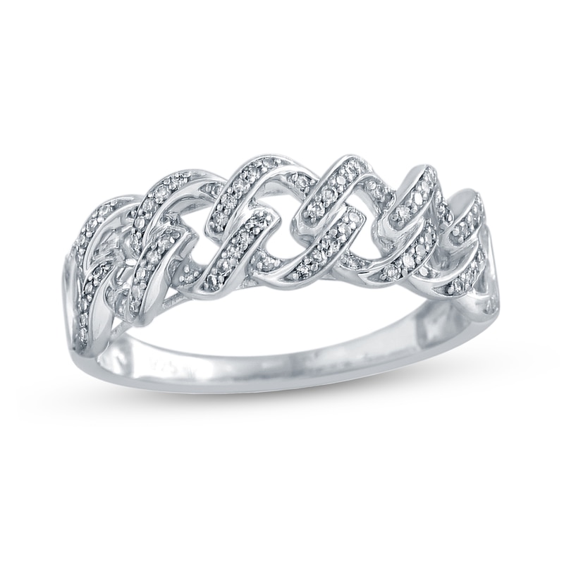Main Image 1 of 1/5 CT. T.W. Cuban Chain Link Ring in Sterling Silver