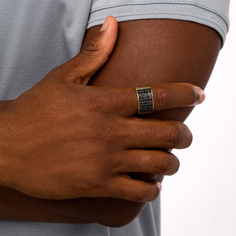 Main Image 2 of 2 CT. T.W. Black Diamond Multi-Row Ring in 10K Gold